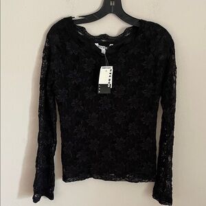 Studio JPR Vintage Black Lace Long Sleeve Blouse L